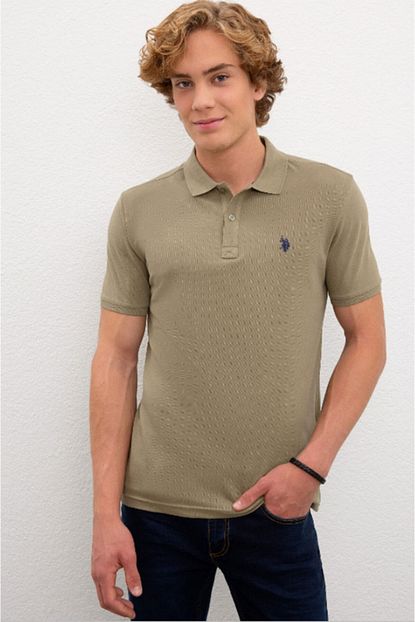 U S Polo Assn Erkek Haki Polo Yaka T Shirt Trendyol