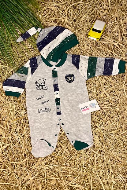 Pitti Kiddy Yenidogan Erkek Bebek Kalin Cizgili Sapkali Patikli Tulum Trendyol