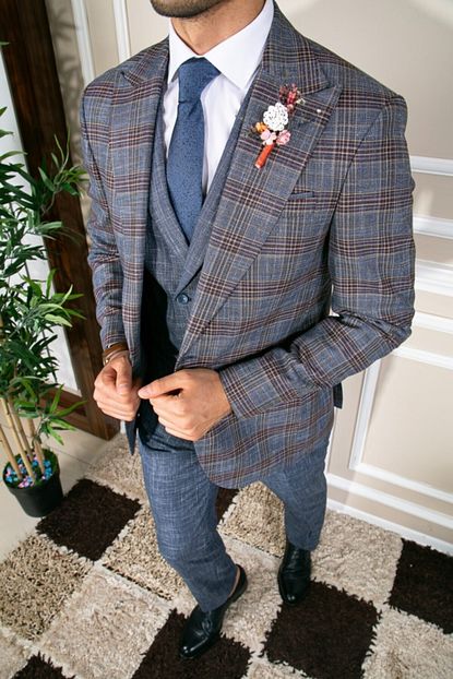 Ravmen Erkek Mavi Italyan Stil Slim Fit Yelekli Takim Elbise Trendyol