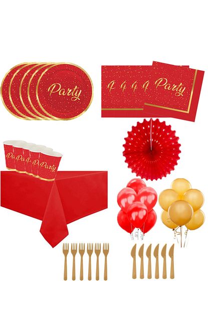 Bambapaw 16 Kisilik Kirmizi Party Konsepti Dogum Gunu Konsepti Parti Konsepti 16 Kisilik Trendyol