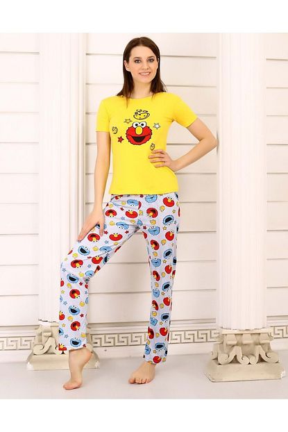 Shopping Go Kurabiye Canavari Pijama Takimi Sari L Trendyol