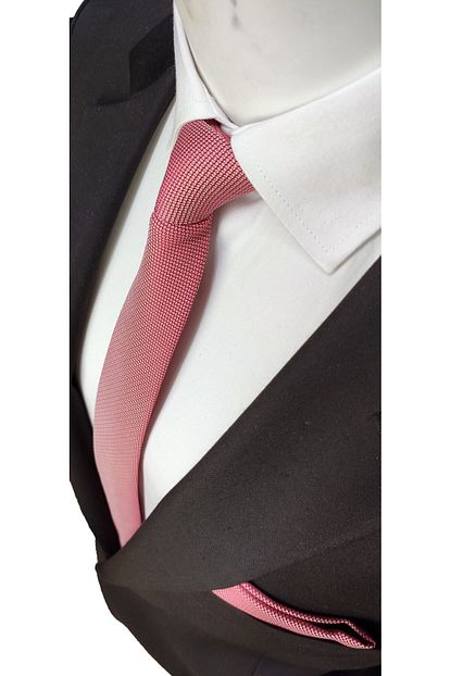 Elegante Cravatte Kirmizi Ve Beyaz Renklerde Armurlu Dokuma Kravat Ve Mendil Trendyol