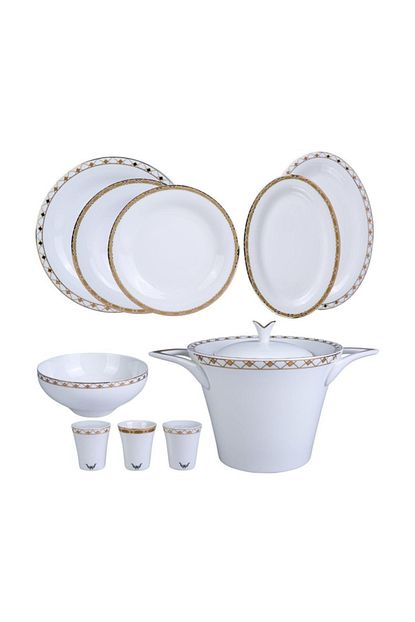 Karaca Beyaz Shield Gold Yemek Takimi 60 Parca Trendyol