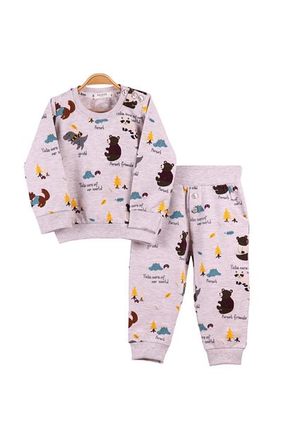 Breeze Erkek Bebek Bej Hayvan Desenli Esofman Takimi Trendyol