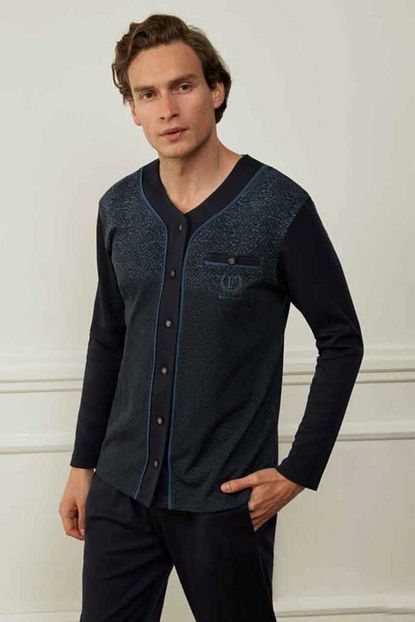 Feyza Erkek Pijama Takimi Onden Dugmeli 3588 Trendyol