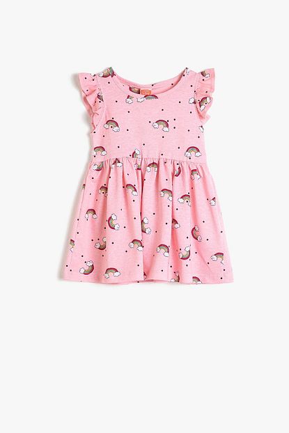 Koton Kids Koton Kiz Bebek Firfir Detayli Desenli Pembe Elbise 0ymg89194ok Trendyol