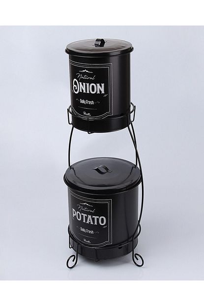 Evstyle Bakrac Nostaljik Katli Standli Metal Patates Sogan Kovasi Ferforje Patates Sogan Kabi Erzak Kabi Trendyol