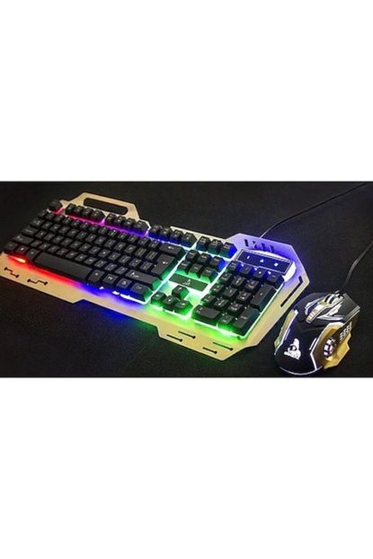 Metropolavm Polygold Pg 8014 Isikli Oyuncu Klavye Mouse Seti Gold Trendyol