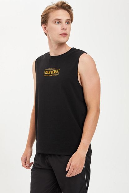 Defacto Erkek Siyah Baskili Slim Fit Bisiklet Yaka Atlet S4961az20hs Trendyol