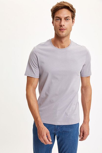 Defacto Erkek Mor Bisiklet Yaka Slim Fit Basic Pamuklu Tisort M7666az20sp Trendyol