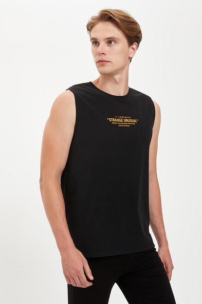 Defacto Erkek Siyah Baskili Slim Fit Bisiklet Yaka Atlet S4964az20hs Trendyol