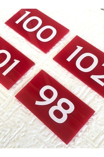 Dekokonsept Kirmizi Pleksi Dekoratif Apartman Kapi Numarasi 12 Numara Trendyol