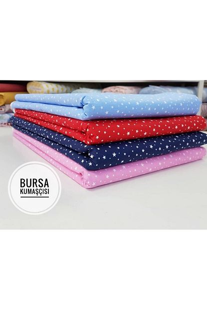 Bursa Kumascisi Yildiz Desenli Poplin Kumas Kirmizi Trendyol
