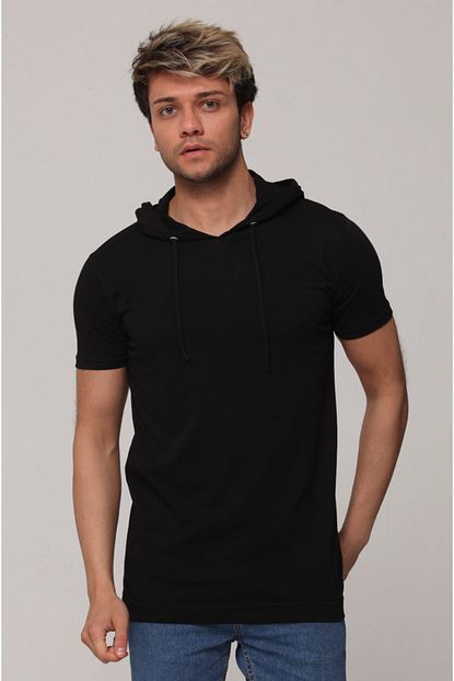 Tarz Cool Erkek Siyah Kapusonlu T Shirt Trendyol