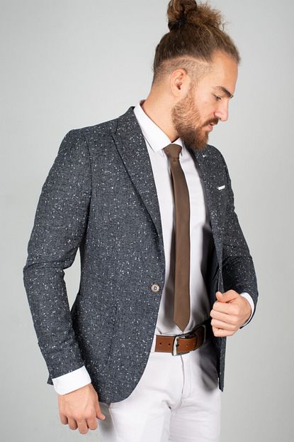 Deepsea Erkek Lacivert Kircil Desenli Slim Fit Ceket 2000243 Trendyol