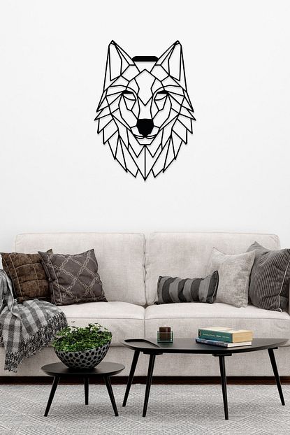 geometrik kurt metal tablo 90cm x 65cm