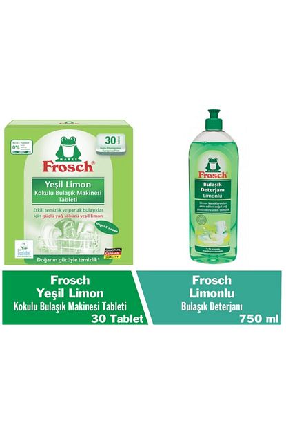 yesil limon kokulu 30 lu bulasik makinesi tableti ve sivi bulasik deterjani 750 ml