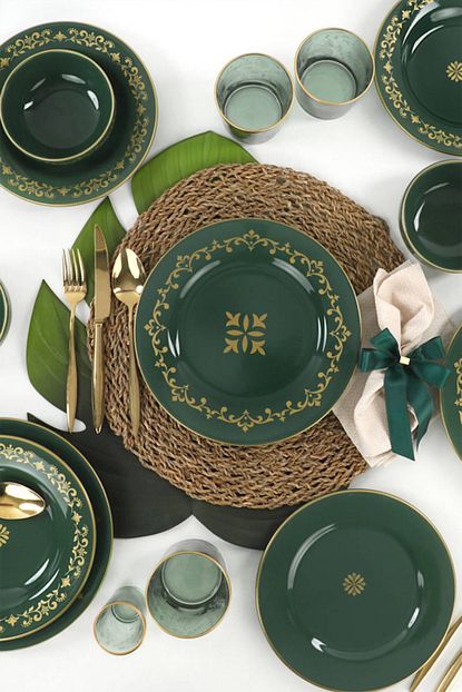 keramika riva yesil gold yemek takimi 24 parca 6 kisilik fiyati yorumlari trendyol