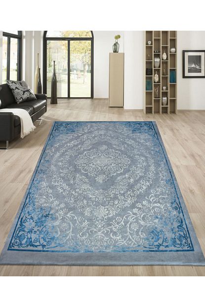 nur home nrh 48 mavi gri motifli sungerli kadife lastikli hali ortusu fiyati yorumlari trendyol