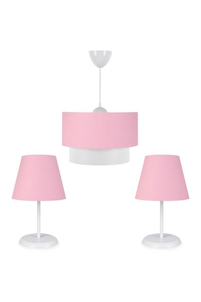 homing artgift beyaz govdeli uclu avize ve abajur seti pembe kumas fiyati yorumlari trendyol