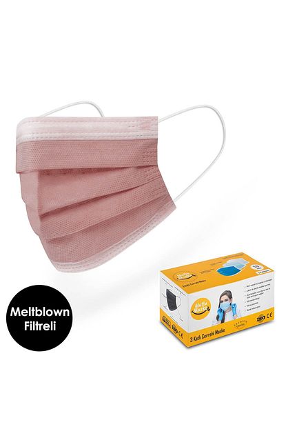 mutlu maske 100 lu meltblown filtreli yumusak lastikli pudra renkli tek kullanimlik cerrahi maske fiyati yorumlari trendyol