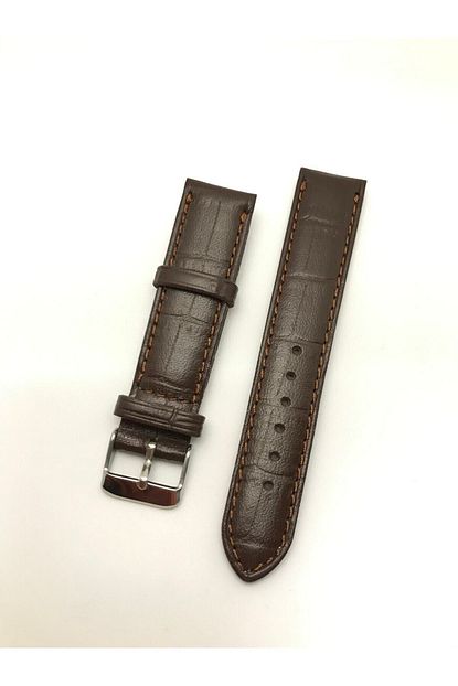 kahverengi croco baskili desenli yumusak hakiki deri saat kordonu kayisi 20x18mm