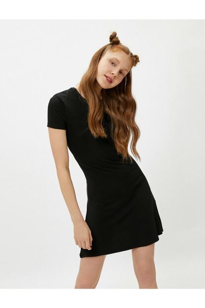 Koton Kadin Siyah Kisa Kollu Elbise Fiyati Yorumlari Trendyol