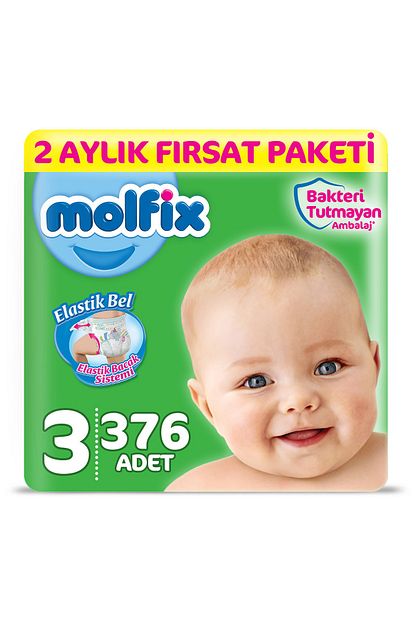 molfix bebek bezi 3 beden midi 2 aylik firsat paketi 376 adet fiyati yorumlari trendyol