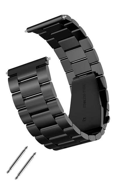 22mm saat uyumlu siyah renk paslanmaz celik metal saat kordonu