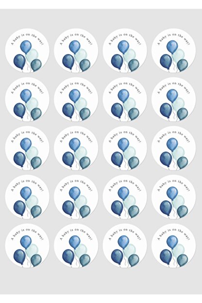 Hrs Erkek Bebek Mavi Balon Temali Yuvarlak Etiket Sticker 4x4 Cm 72 Adet Fiyati Yorumlari Trendyol