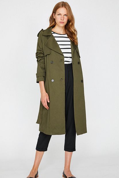 koton kadin yesil trenckot 8yak06418ew fiyati yorumlari trendyol