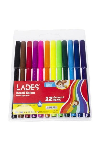 lades 12 renk eglenceli keceli kalem