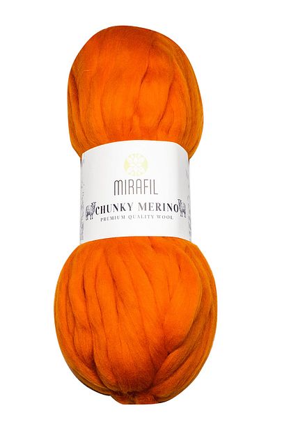 chunky merino saf yun soft dogal iplik 603 turuncu