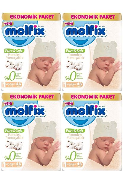 molfix pure soft bebek bezi ekonomik pk 1 beden yeni dogan 184 adet 4 lu set fiyati yorumlari trendyol