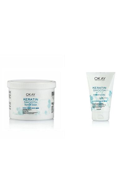okay smooth keratin onarici bakim maskesi 500ml ve bakim kremi 100ml fiyati yorumlari trendyol