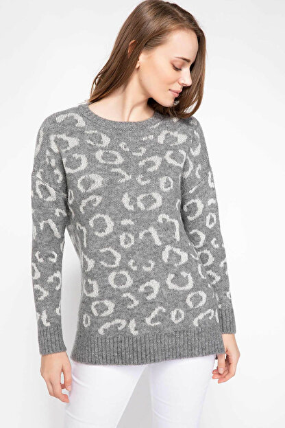 Defacto Kadin Leopar Desenli Triko Kazak J0373az 18wn Gr210 Fiyati Yorumlari Trendyol