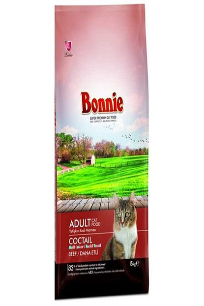 bonnie renkli taneli biftekli kuru yetiskin kedi mamasi 15 kg fiyati yorumlari trendyol