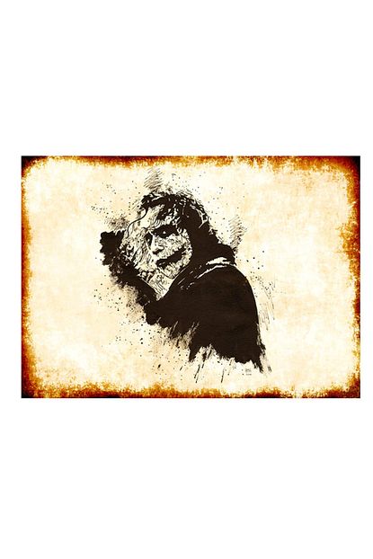 25cmx35cm ahsap tablo karakalem joker cizimi