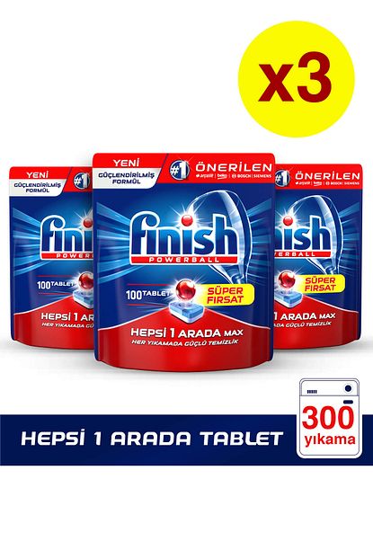 hepsi bir arada 300 tablet bulasik makinesi deterjani 100x3
