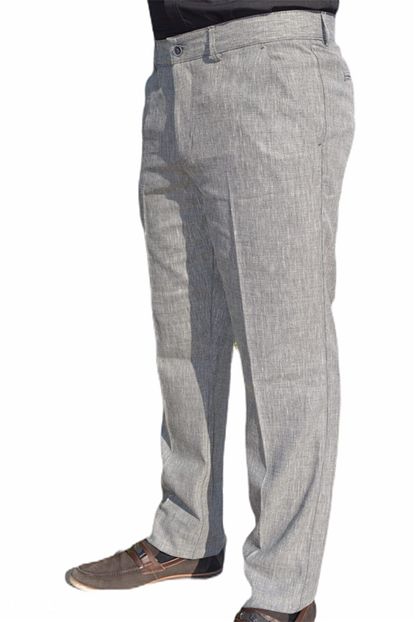 R Germen Erkek Gri Regular Fit Keten Pantolon Trendyol