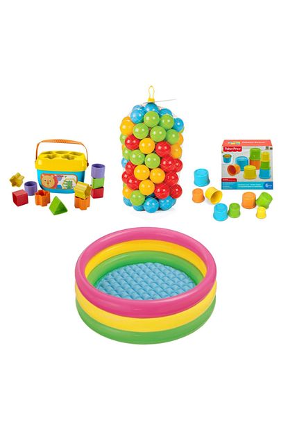 Intex Fisher Price Egitici Bebek Oyuncaklari Seti Sisme Havuz 86 Cm 100lu Top Bultak Mini Kule Trendyol