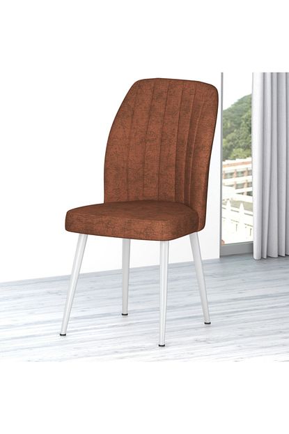 Canisa Concept Platinum Serisi Kiremit Renk Sandalye Ayaklari Beyaz 1 Sinif Mutfak Sandalyesi Silinebilir Kumas Trendyol