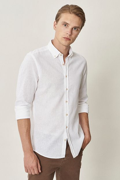 Altinyildiz Classics Erkek Beyaz Tailored Slim Fit Beyaz Gomlek Trendyol