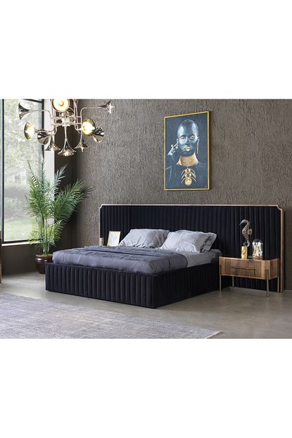 Abonna Royal Bazali Baslikli Cift Kisilik Karyola Kulakli Ahsap Set Ceviz Trendyol