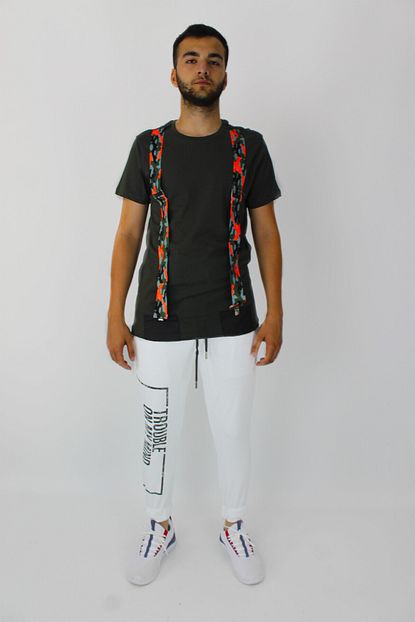 Mustafacinali Erkek Haki Sus Askili Bol Kesim Tshirt Trendyol