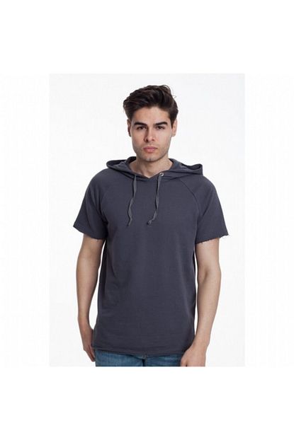 Newear Erkek Kisa Kollu Kapsonlu Fume T Shirt 000044 Trendyol
