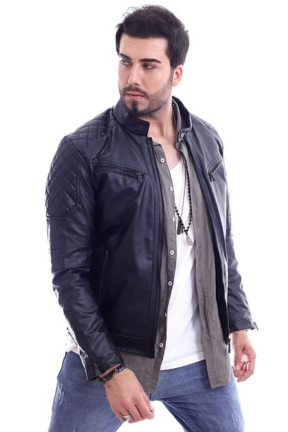 Blackmood Erkek Siyah Dar Kesim Deri Ceket Trendyol