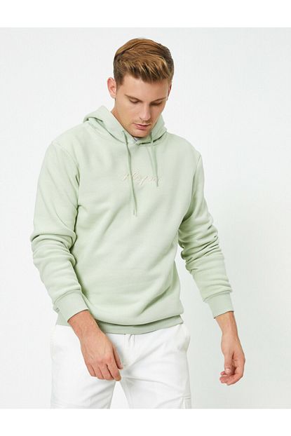 Koton Erkek Yesil Uzun Kollu Kapusonlu Sweatshirt Trendyol