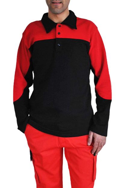 Endustri Giyim Erkek Kirmizi Siyah Sweatshirt Polo Yaka Kislik Is Elbiseleri Trendyol