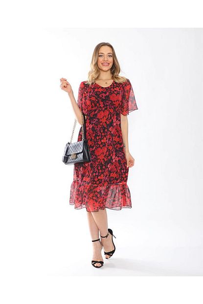 Zeynep Kadin Kirmizi Sifon Elbise Trendyol
